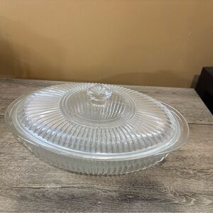 Vintage Large Covered Casserole Queen Mary Pattern 13" Long  Weight Is 7 Lbs. 3A